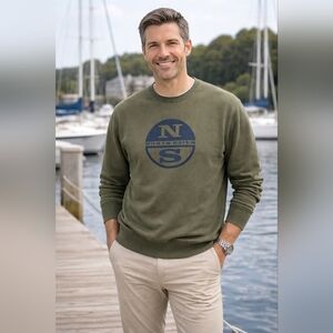 North Sails Men’s Olive Green Crewneck Sweatshirt | XXL | NWT | Preppy Sporty